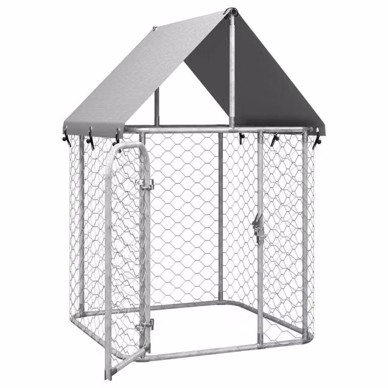 The Living Store Outdoor-Hundezwinger mit Dach 100x100x150 cm