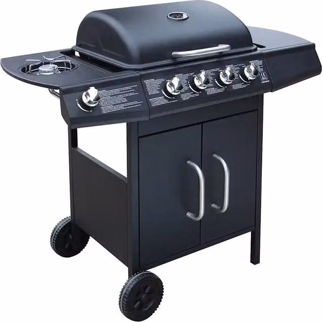 Barbecue e Griglia a Gas 4+1 Fornelli Nero CFW4807874