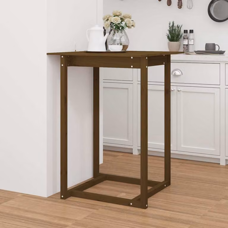 vidaXL Tavolo da Bar Quadrato in Legno Massello di Pino, Colore Ambra, L/P/H: 80 x 80 x 110 cm