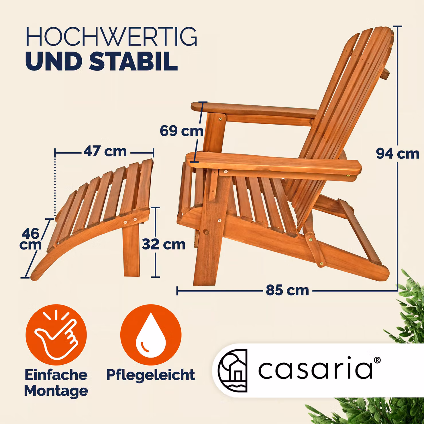 Set di 2 sdraio da giardino Adirondack Casaria in legno di acacia marrone con schienale ergonomico – 4