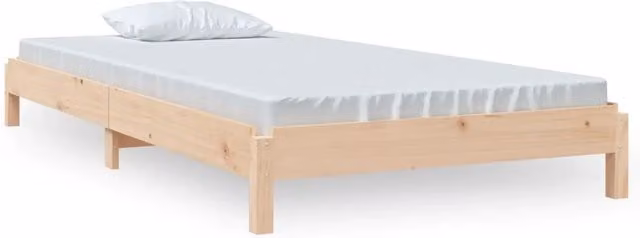 Letto singolo impilabile per adulti in legno massello di pino bianco con design minimalista