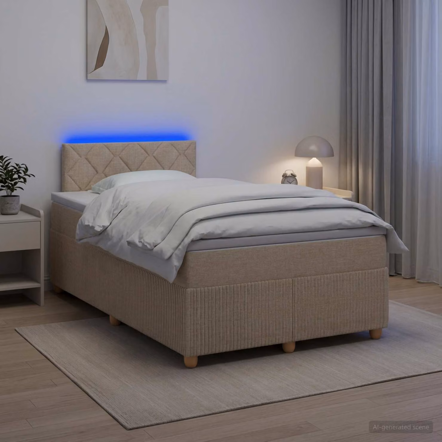 Letto box spring vidaXL con materasso a molle pocket e illuminazione sottostante, L/P: 120 x 200 cm, Multicolore