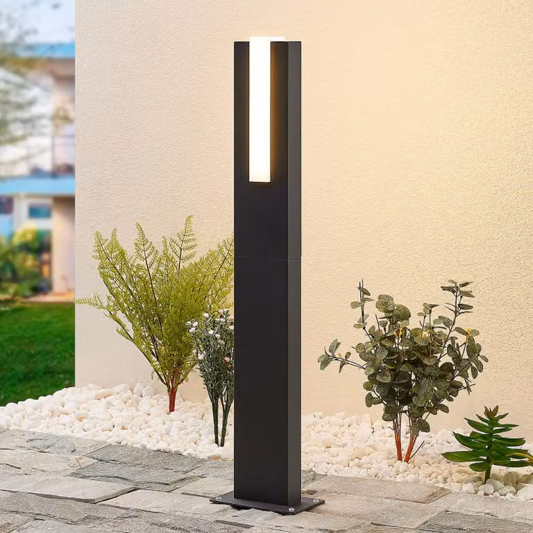 Lampioncino da giardino Virgalia Lucande, Nero, Alluminio, Moderno, Lampada LED da esterni