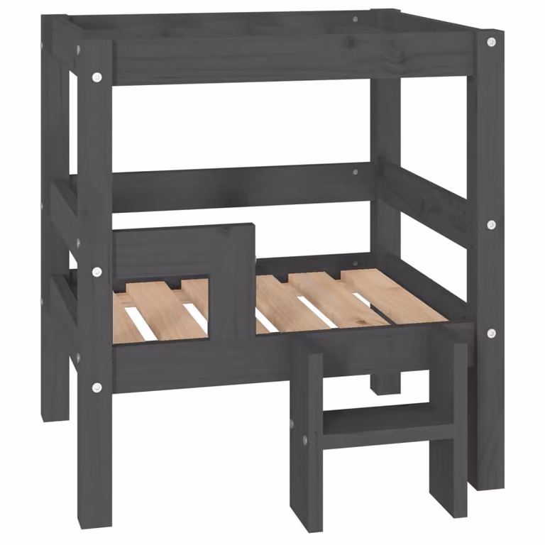 Cuccia per Cani Grigio 55,5x53,5x60cm in Legno Massello di Pino