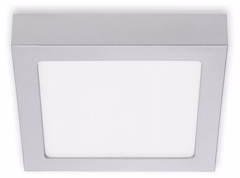BRILONER FIRE Plafoniera LED, luce bianca neutra, design piatto, colore argento, 17 x 17 x 3,2 cm
