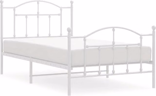 Letto singolo DESIGN IN con testiera e pediera in metallo bianco L/P/H: 196 x 105 x 97 cm