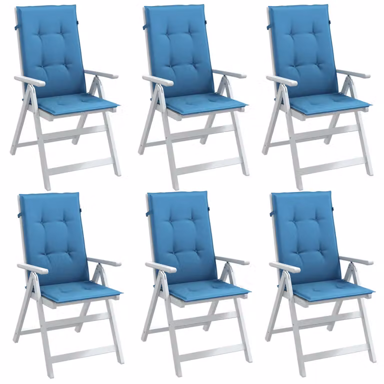Set di 6 cuscini per schienale sedia vidaXL in tessuto blu, L 120 cm x P 50 cm x H 4 cm