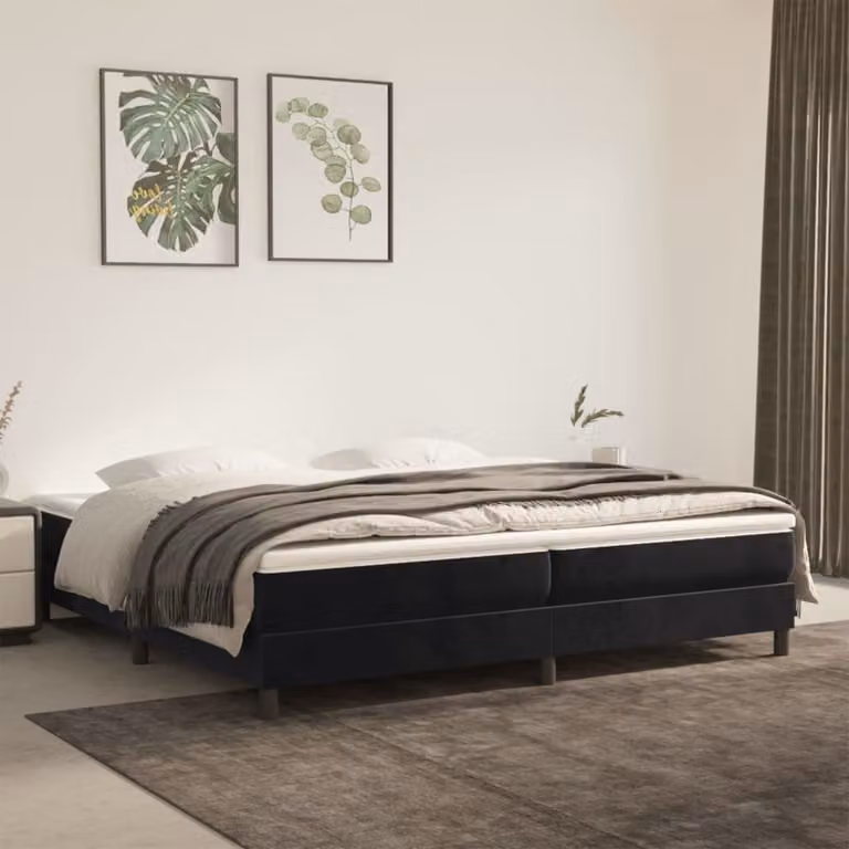 Maison Exclusive - Struttura Letto a Rete a Molle Nero 200x200 cm in Velluto