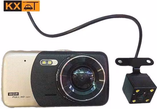 Doppia lente HD anteriore e posteriore con grandangolo, telecamera per auto da 4 pollici