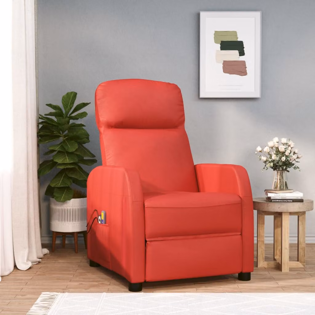 vidaXL Sedia da massaggio elettrica in Pelle finta rossa