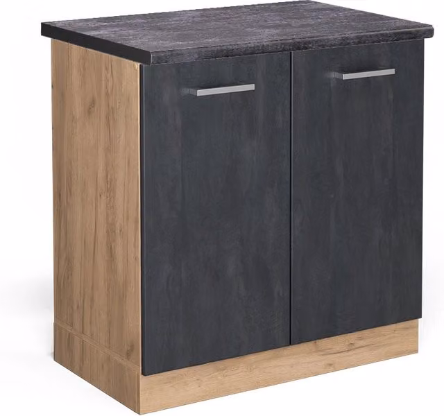 Mobile lavello cucina R-Line Calce nera/Rovere dorato 80 cm PL Antracite Vicco