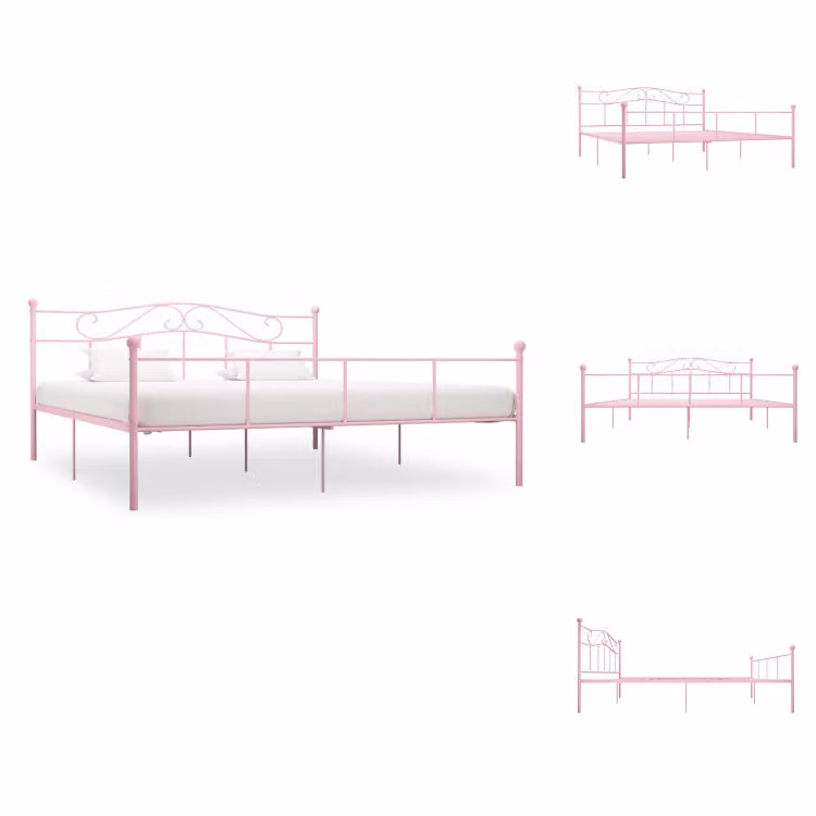vidaXL Struttura letto in metallo rosa 180x200 cm - Letti e strutture letto