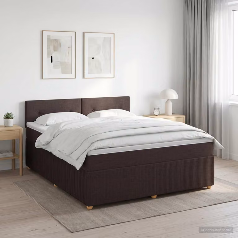 Maison Exclusive - Letto boxspring con materasso marrone scuro 140 x 190 cm Tessuto