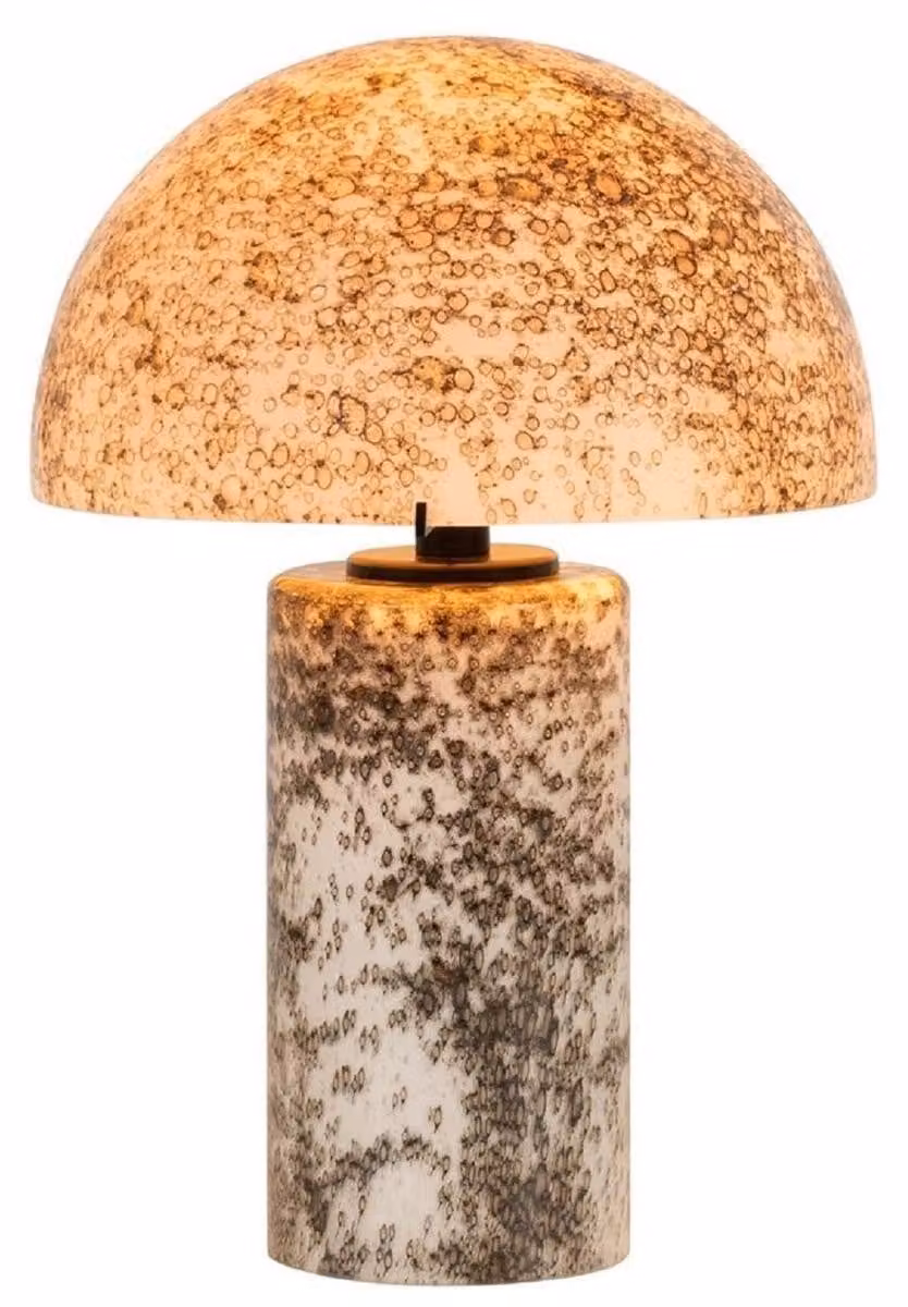 Casa Padrino lampada da tavolo in vetro bianco/grigio h. 36 cm - Lampada da tavolo rotonda