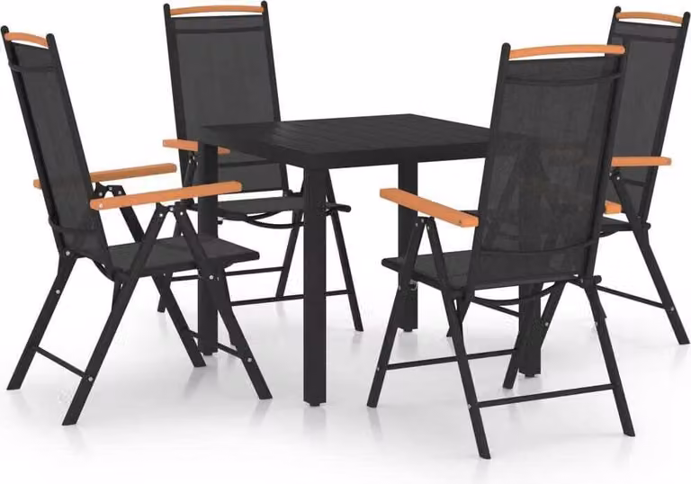 The Living Store Set da pranzo da giardino 5 pezzi in alluminio nero