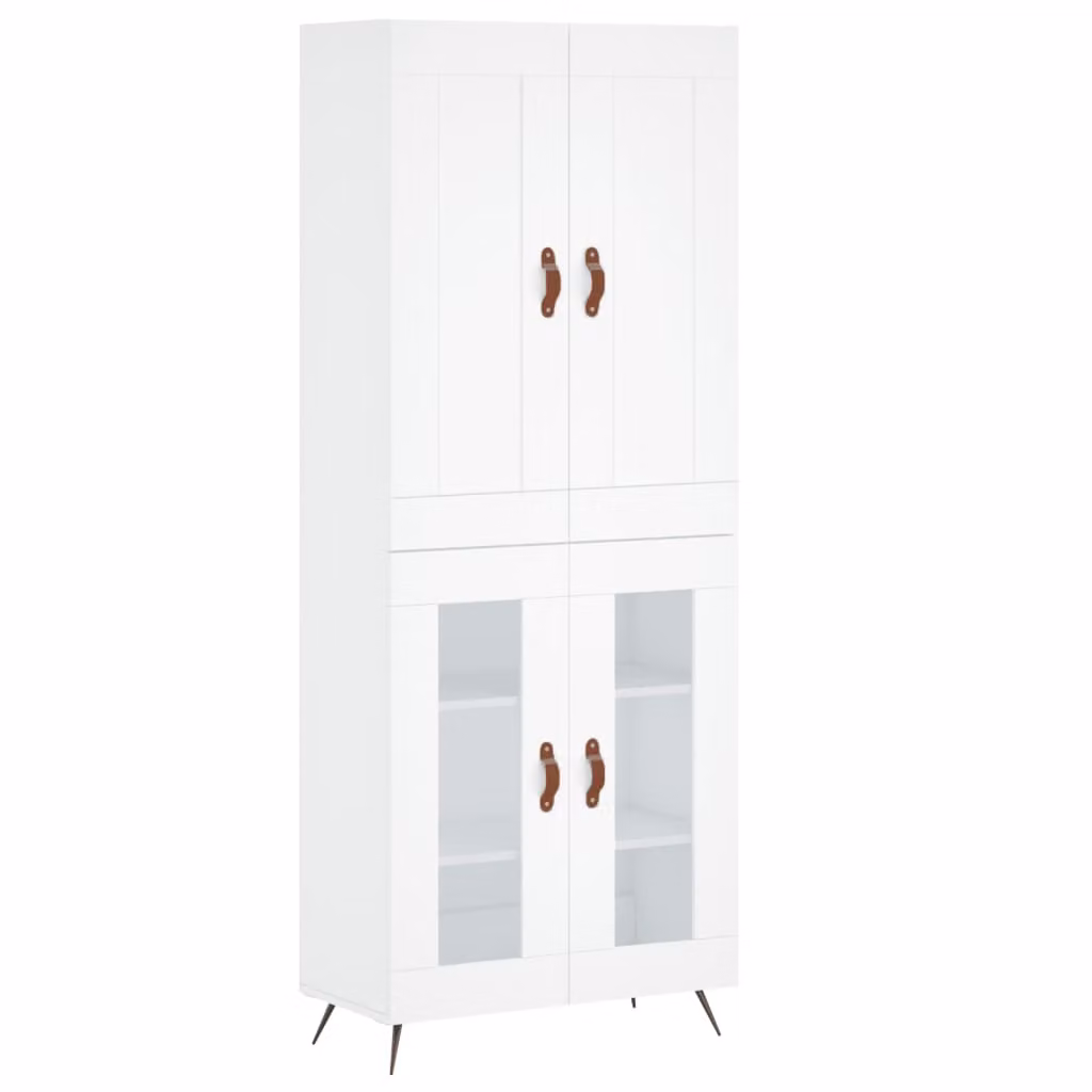 Credenza Bianca 69,5x34x180 cm in Legno Multistrato