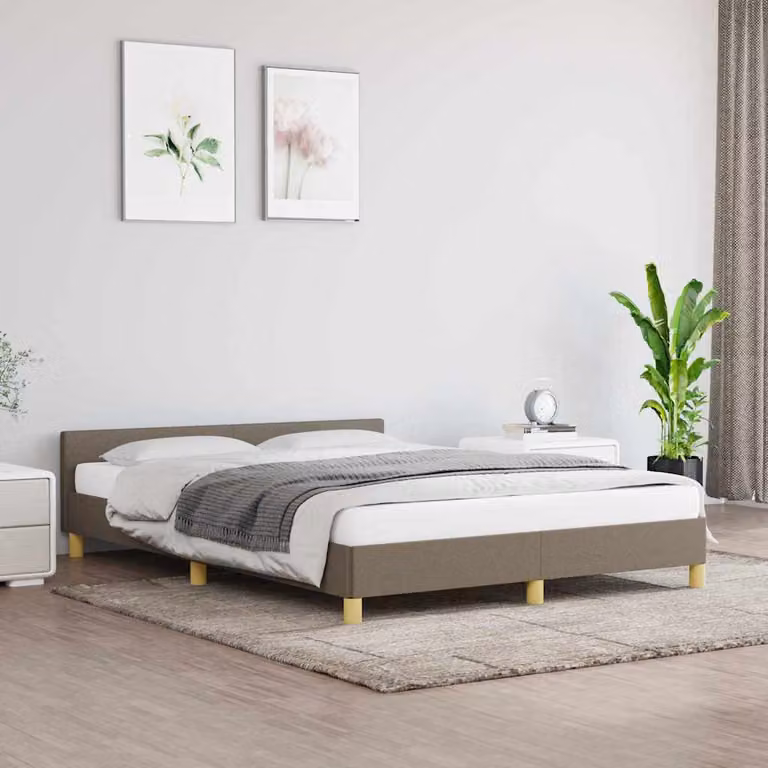 Giroletto vidaXL senza materasso in tessuto color tortora L/P: 140 x 200 cm