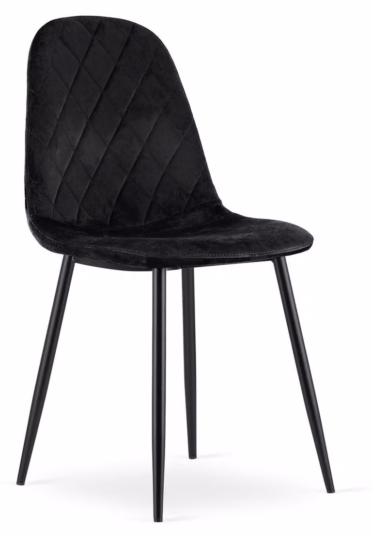 Sedia Asti in velluto nero con gambe in metallo
