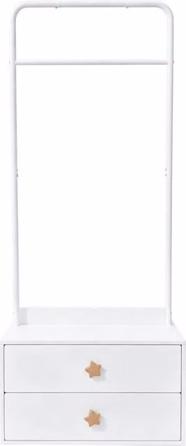Armadio modulare aperto con barra appendiabiti e cassetti per camera da letto, design minimalista, L: 70 cm, P: 55 cm, H: 168 cm, bianco e marrone – 1