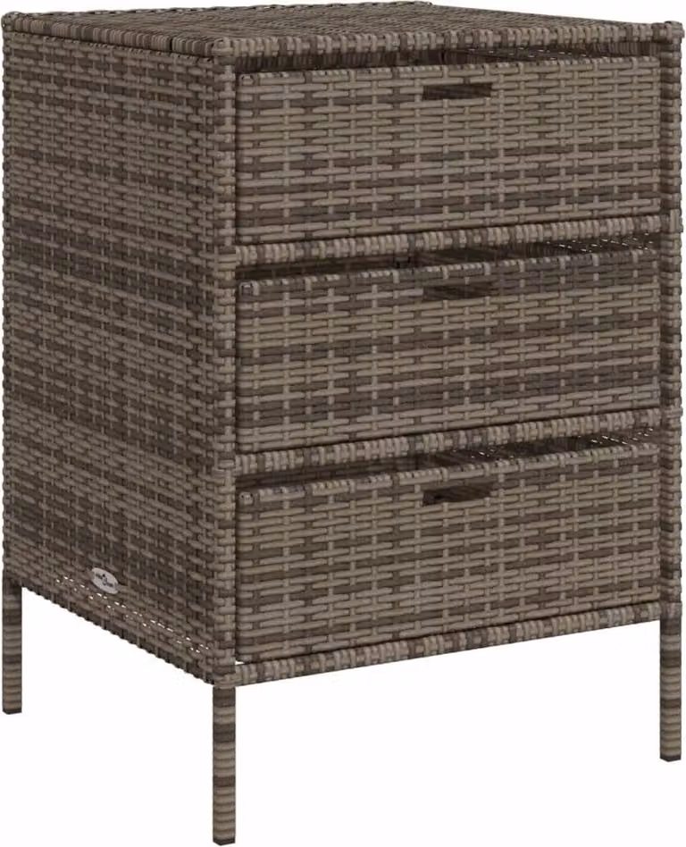 Armadietto Portaoggetti Giardino Grigio 55x59x80cm Polyrattan