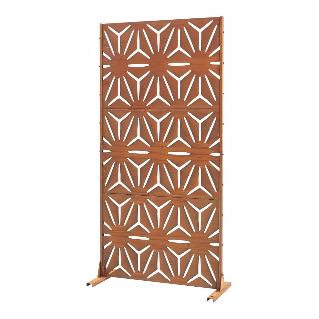 Pannello Divisorio Kilsturd casa.pro in Acciaio Corten Marrone Ossidato con Motivo Decorativo H: 180 cm, L: 90 cm, P: 40 cm – 2