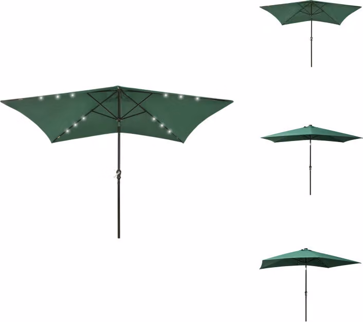 vidaXL Ombrellone con LED e palo in acciaio verde 2x3 m - Ombrelloni e tende da sole