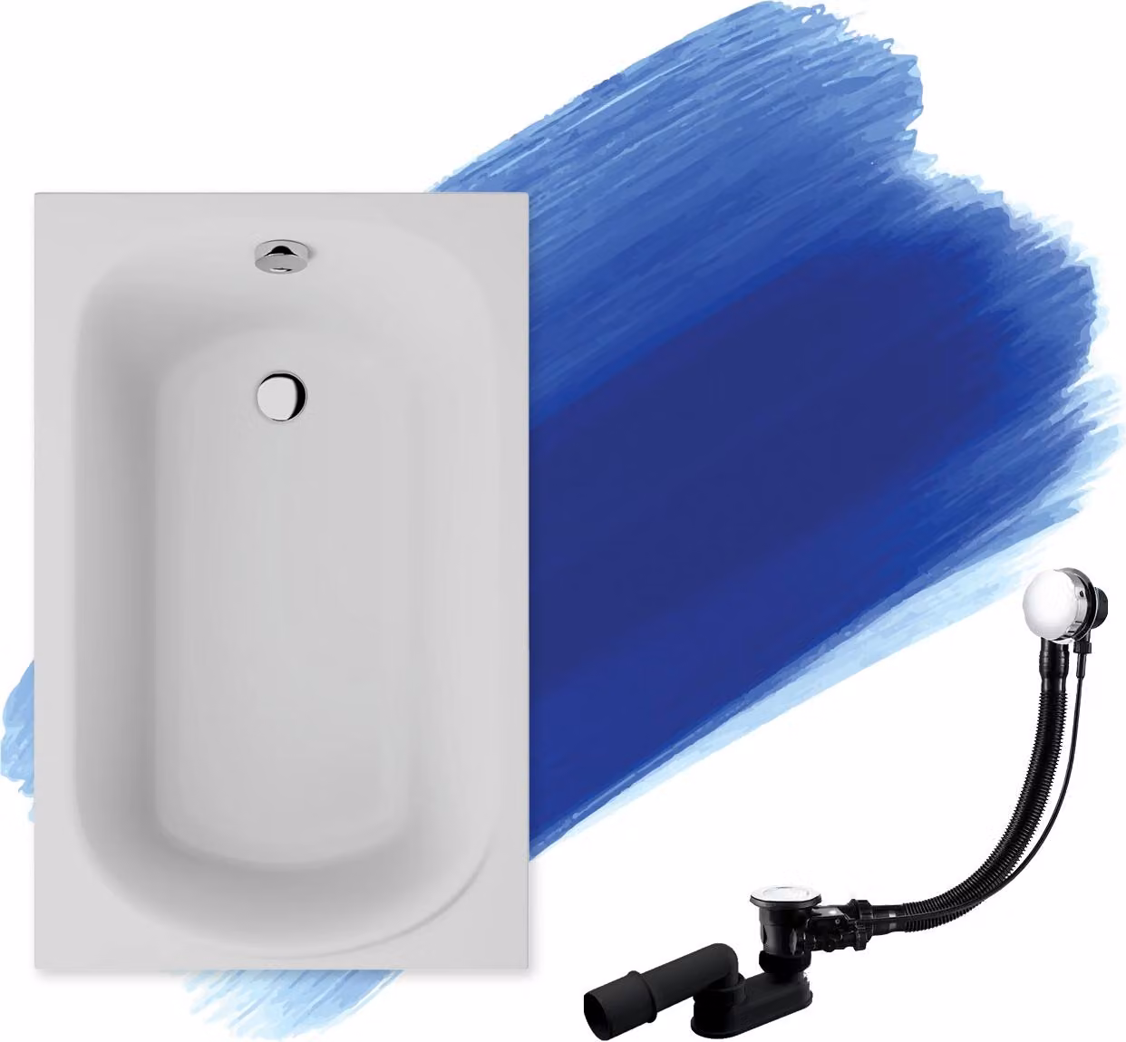 BADLAND vasca rettangolare Mini 100x65 con set di scarico e piedini GRATUITI senza rivestimento