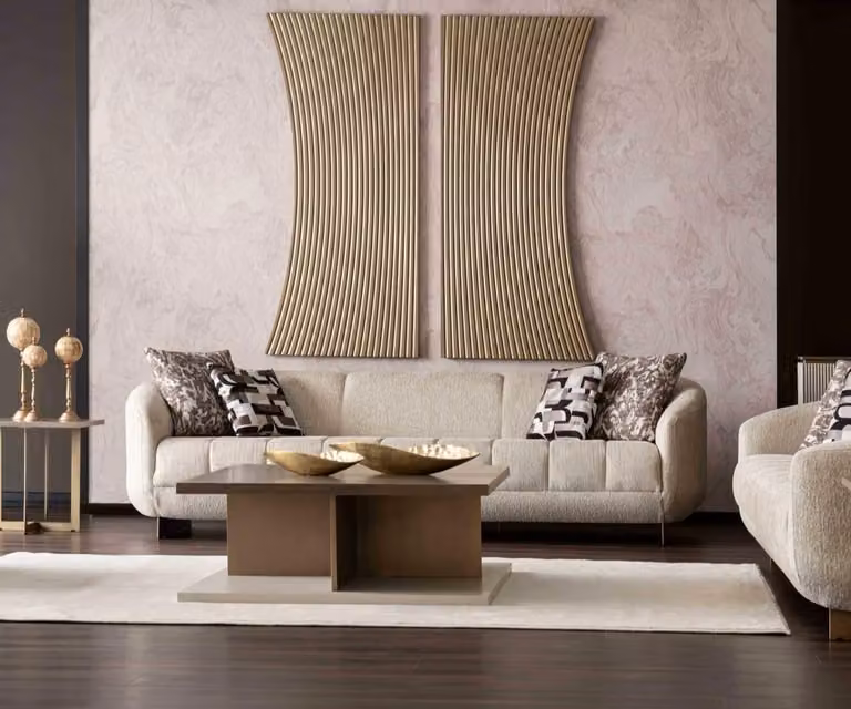 Wohnzimmer-Set: 3-Sitzer Sofa & Couchtisch – stilvoll & gemütlich.