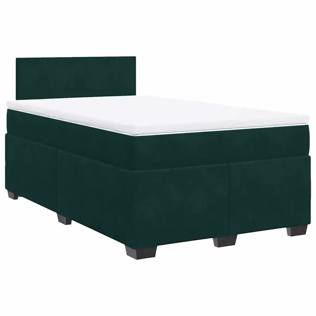 Letto con Giroletto a Molle e Materasso Ibrido vidaXL in Velluto Verde Scuro e Bianco, L/P/H: 120 x 200 cm – 2