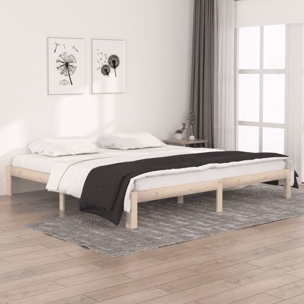 The Living Store Letto in legno massiccio di pino 200x200 cm