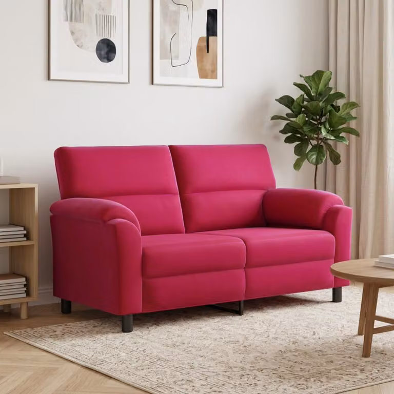 Divano moderno vidaXL in velluto rosso vino con struttura in metallo L: 174 cm, P: 85 cm, H: 93 cm