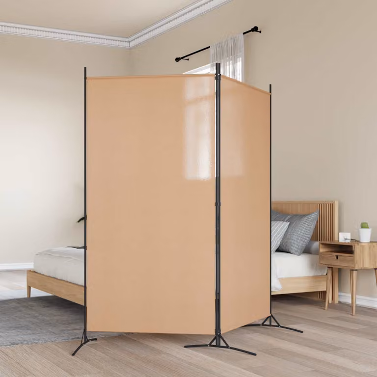 Divider per stanze vidaXL a 2 pannelli beige in tessuto e metallo H: 175 cm x L: 180 cm