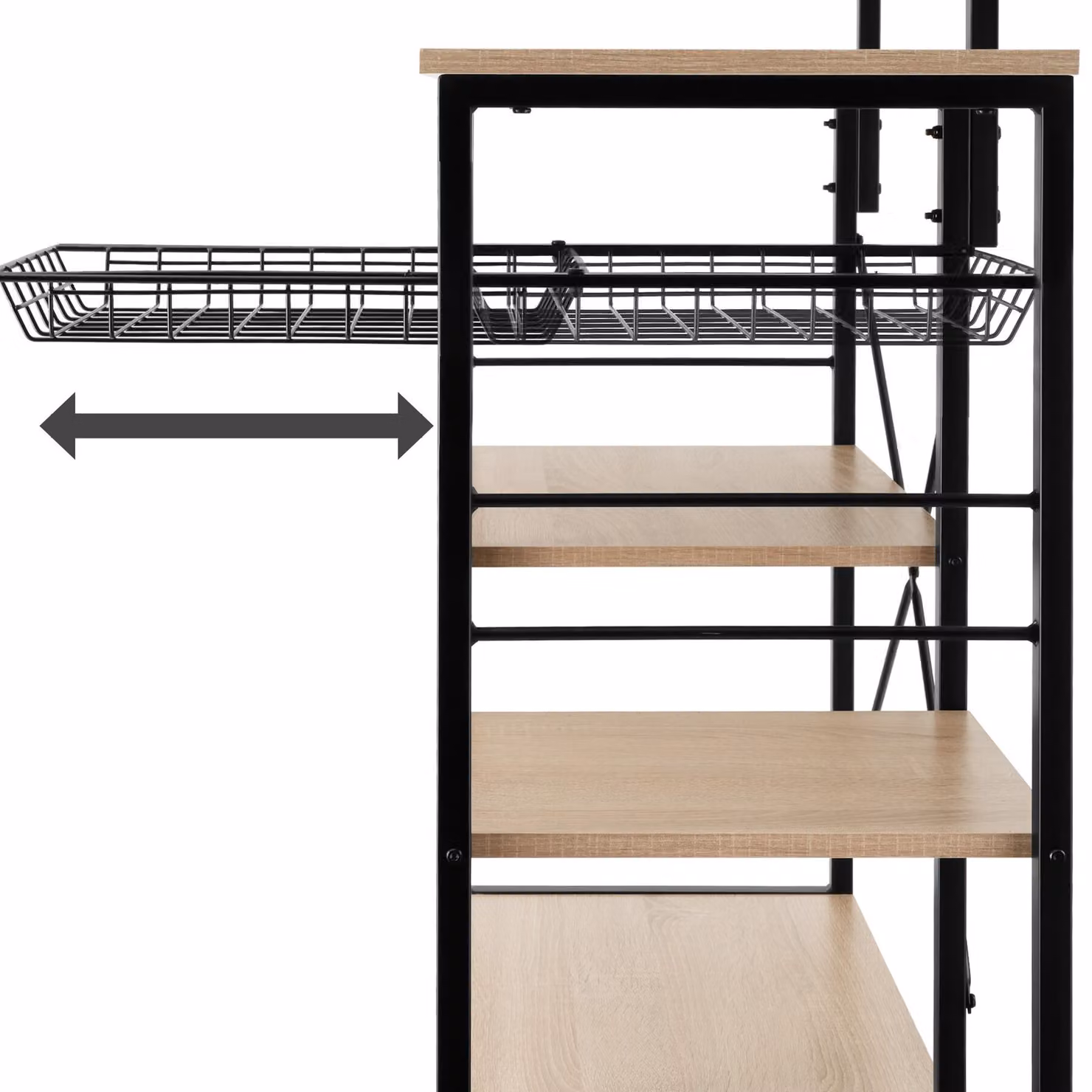 Scaffale da cucina Crawley Tectake in stile industriale, rovere e metallo, L 90 cm x P 40 cm x H 131,5 cm – 1