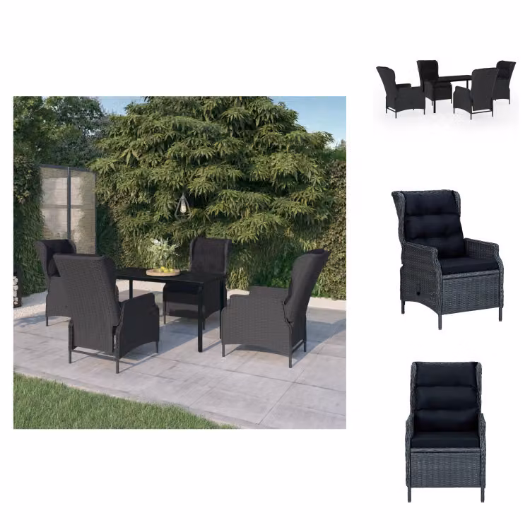 vidaXL Set da pranzo da giardino 5 pezzi grigio scuro - Set di mobili da giardino