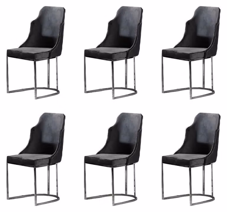 Gruppe Esszimmerstühle Stühle Küchenstühle Grau 6tlg Stoff Metall