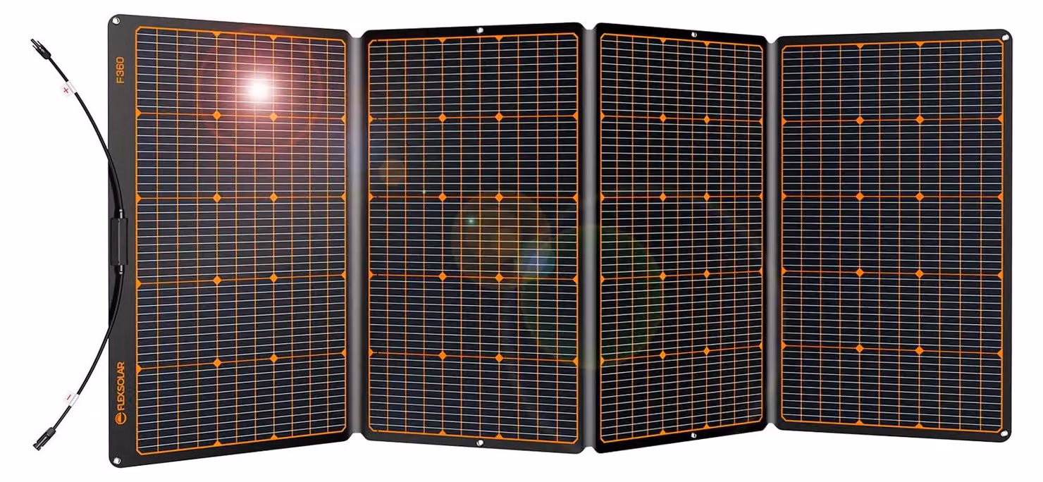 Pannello solare pieghevole da 360 W, monocristallino, con rivestimento ETFE, grado di protezione IP68