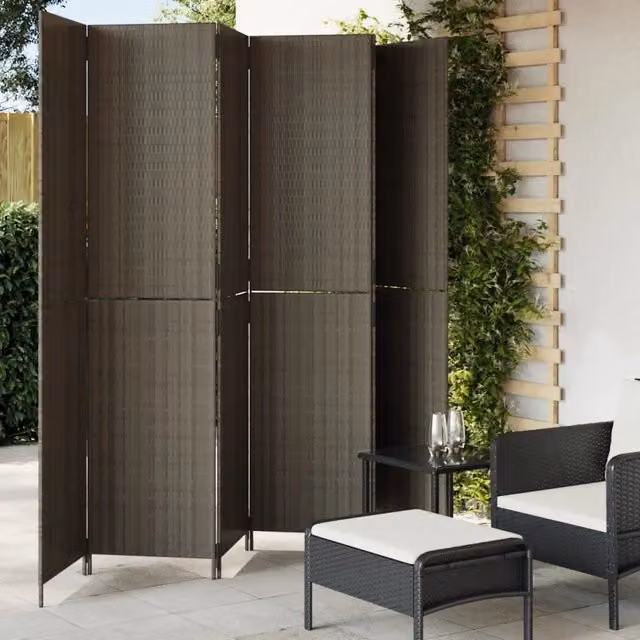 Divisorio per ambienti vidaXL a 6 pannelli in polyrattan e metallo grigio L: 294 cm, H: 200 cm