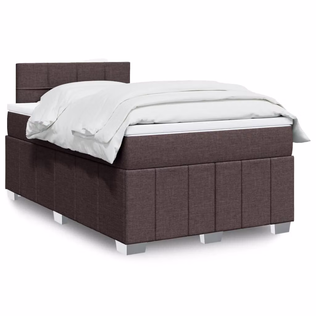 vidaXL Giroletto a Molle con Materasso Ibrido in Tessuto Marrone e Bianco L/P/H: 120 x 190 cm