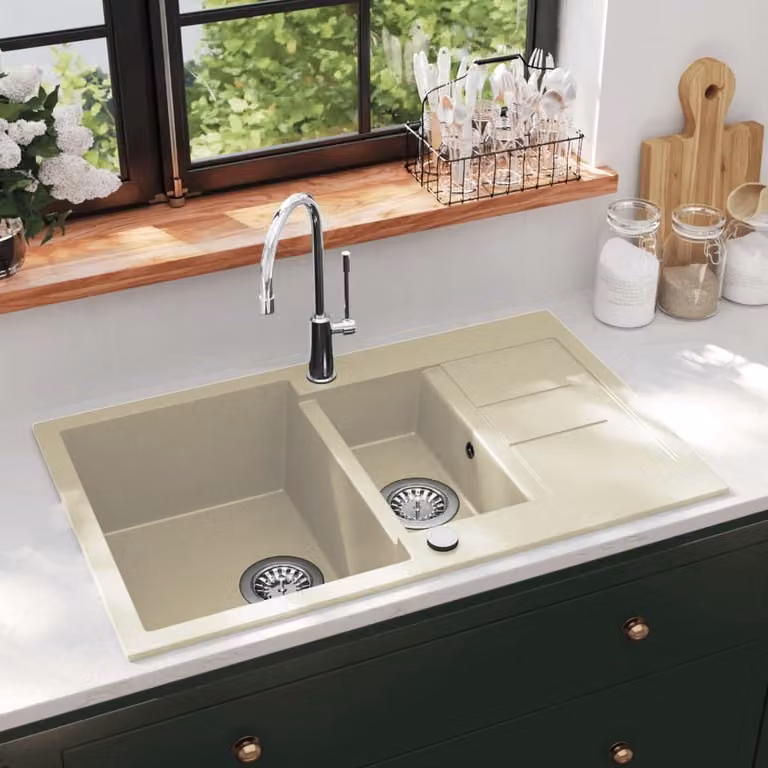The Living Store Lavello in granito a doppia vasca Beige