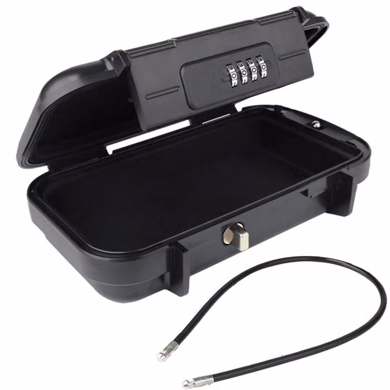 Strandsafe: Cassaforte portatile - 24x14x6 cm - con codice a 4 cifre - Cassaforte impermeabile - ideale per viaggi, spiaggia, campeggio e ufficio - colore nero