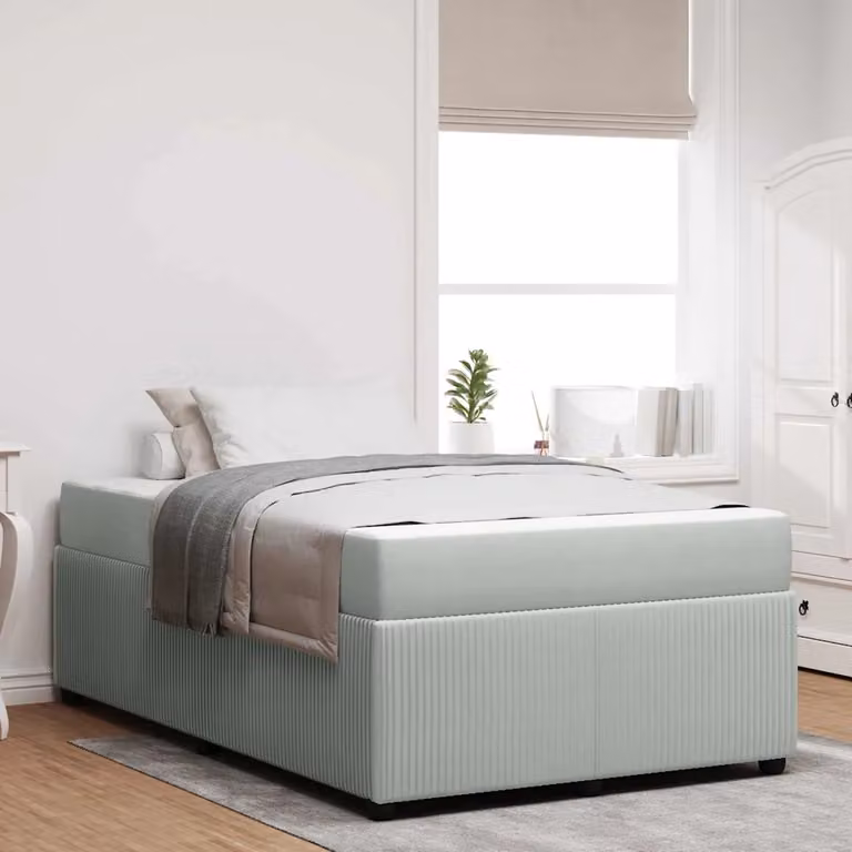 Struttura del letto moderna vidaXL in tessuto e legno, Grigio, L 120 x P 200 cm