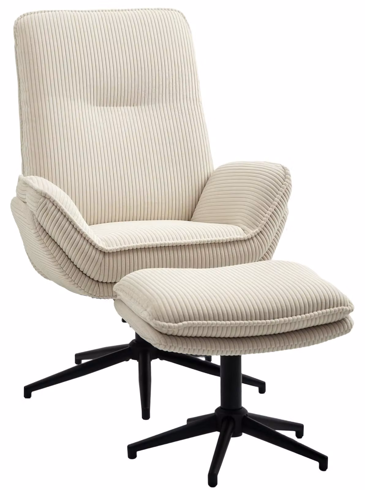 Poltrona reclinabile HOMCOM con poggiapiedi, girevole, ideale per guardare la televisione, colore beige