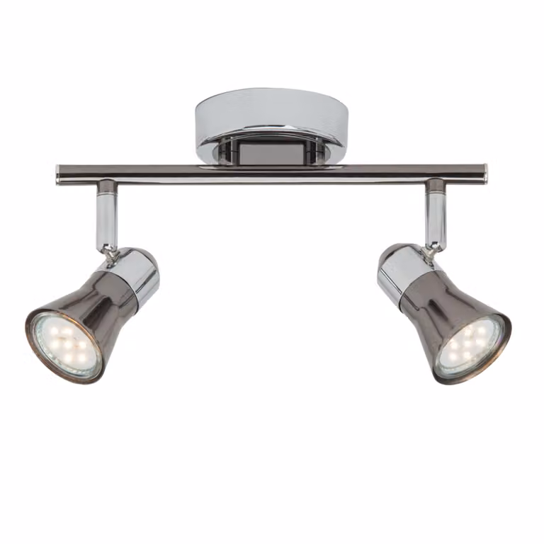 BRILLANTE plafoniera LED Jupp | tubo spot senza tempo | 2 fiamme | metallo | cromo/nero | teste orientabili | 2x GU10 max. 7 W