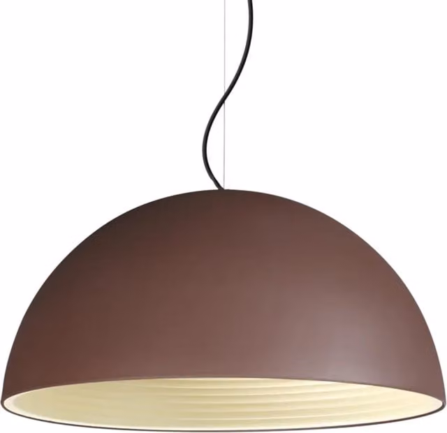 Lampada a sospensione Ideal Lux Folk in metallo e tessuto, design moderno a cupola, colori bianco e marrone o nero