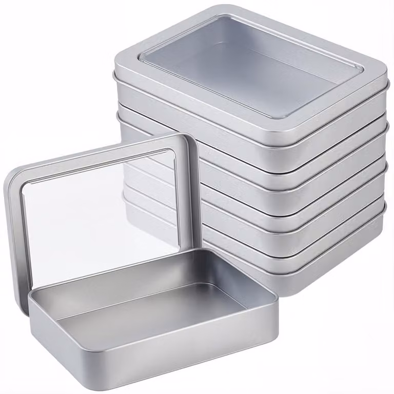Contenitori metallici per conservazione - Mini contenitori rettangolari con coperchio trasparente - CON-CN0001-46-EU21