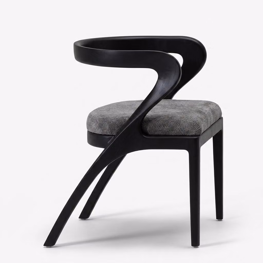 Sedia moderna, nera, confortevole, ideale per la sala da pranzo, design imbottita