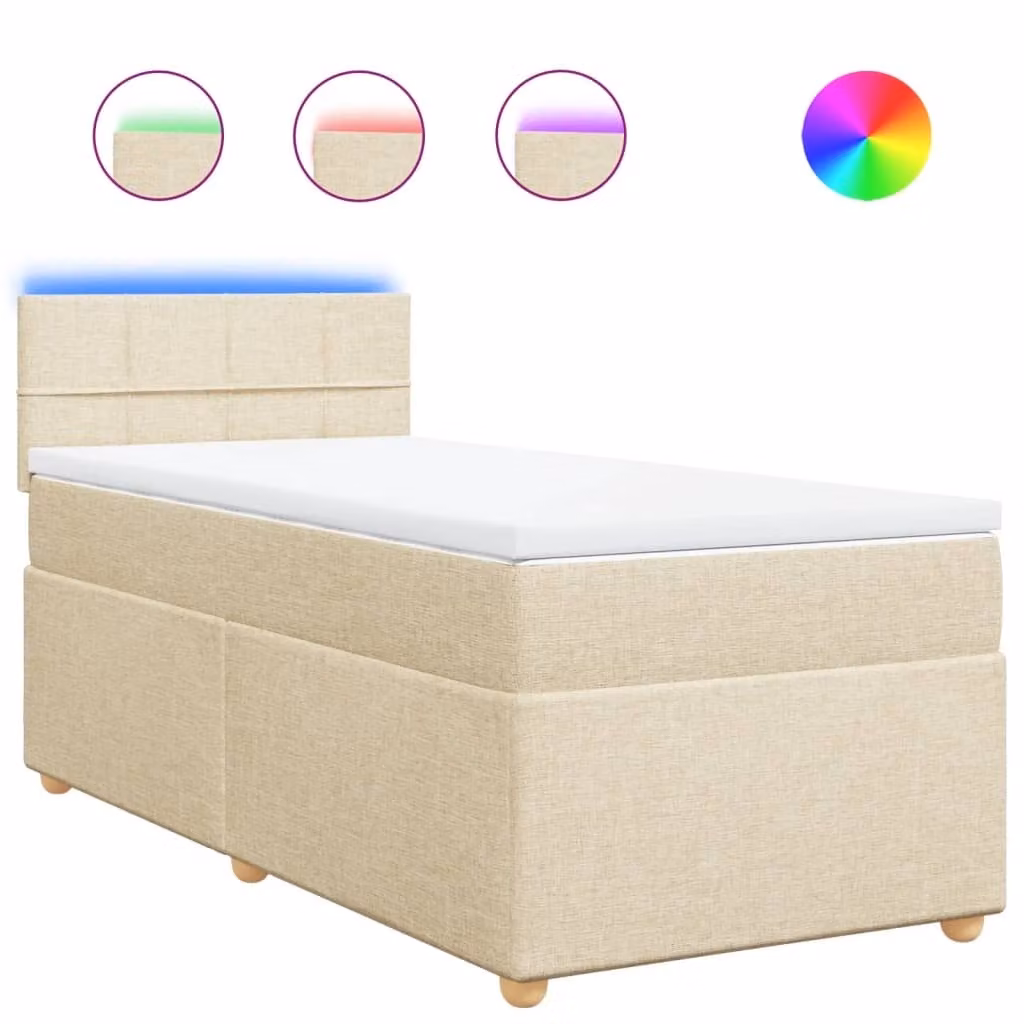 Giroletto a Molle con Materasso Crema 100x200 cm in Tessuto