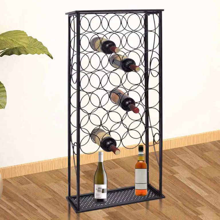 vidaXL Portabottiglie in Metallo Nero per 28 Bottiglie di Vino
