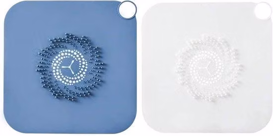Filtro per scarico in silicone per bagno - Filtro per nani da giardino - Filtro per doccia - Anti-intasamento - Raccoglicapelli - Universale - Filtro per scarico in silicone - Per bagno - Cucina - Nani da giardino (blu + bianco)