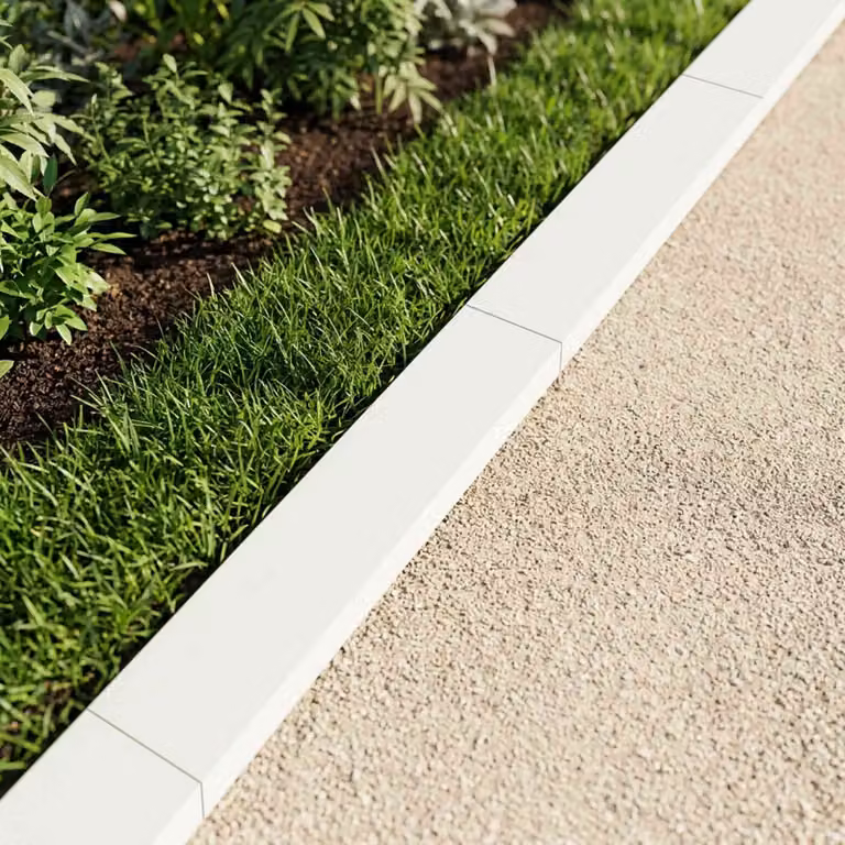 Set di 2 profili di copertura per giardino vidaXL in acciaio bianco L: 100 cm, P: 15 cm, H: 5 cm